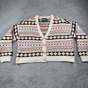American Eagle Crop Cardigan Southwestern Button Up Babydoll Cozy Sweater M Y2K